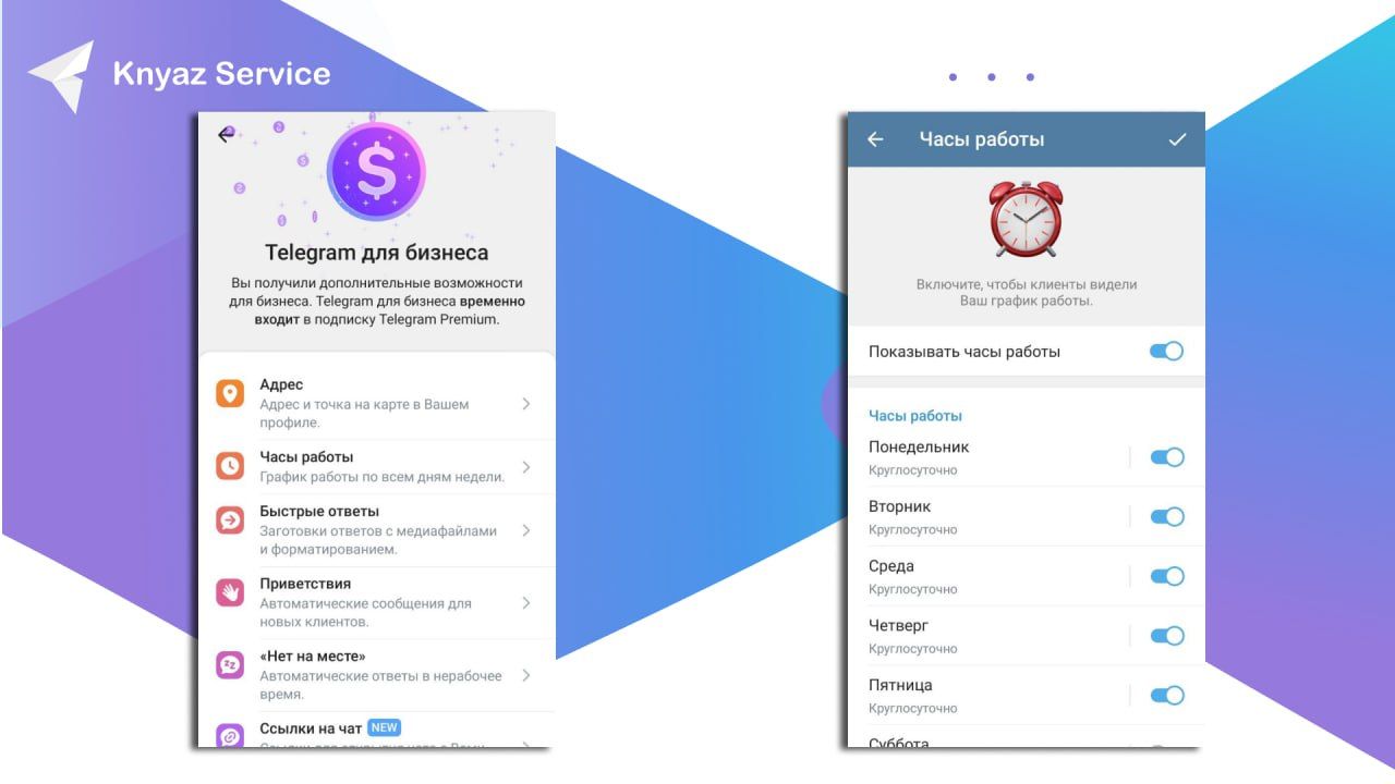 Указание часов работы в Telegram